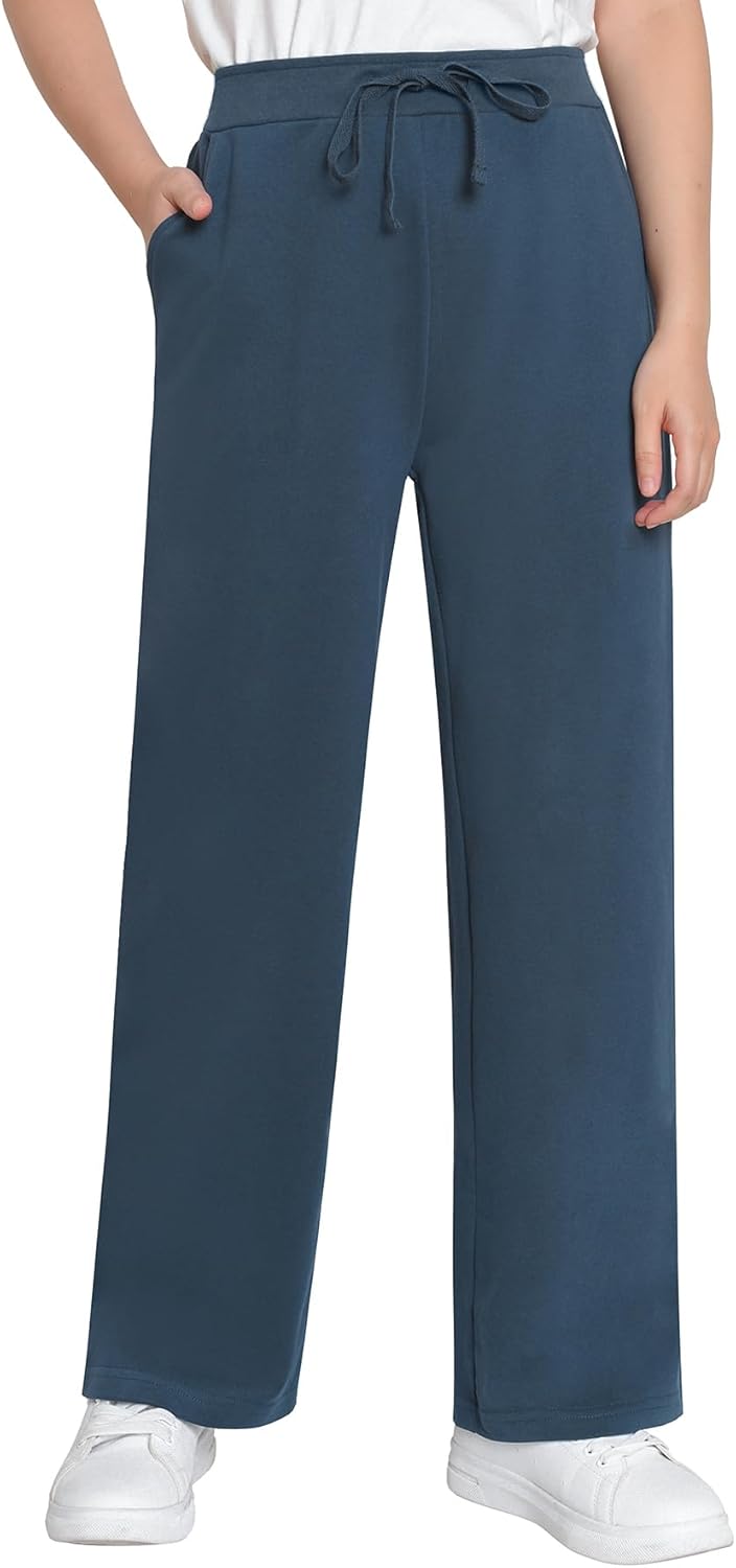 Weintee Women's Petite Wide Leg Sweatpants Cotton Pants with Pockets