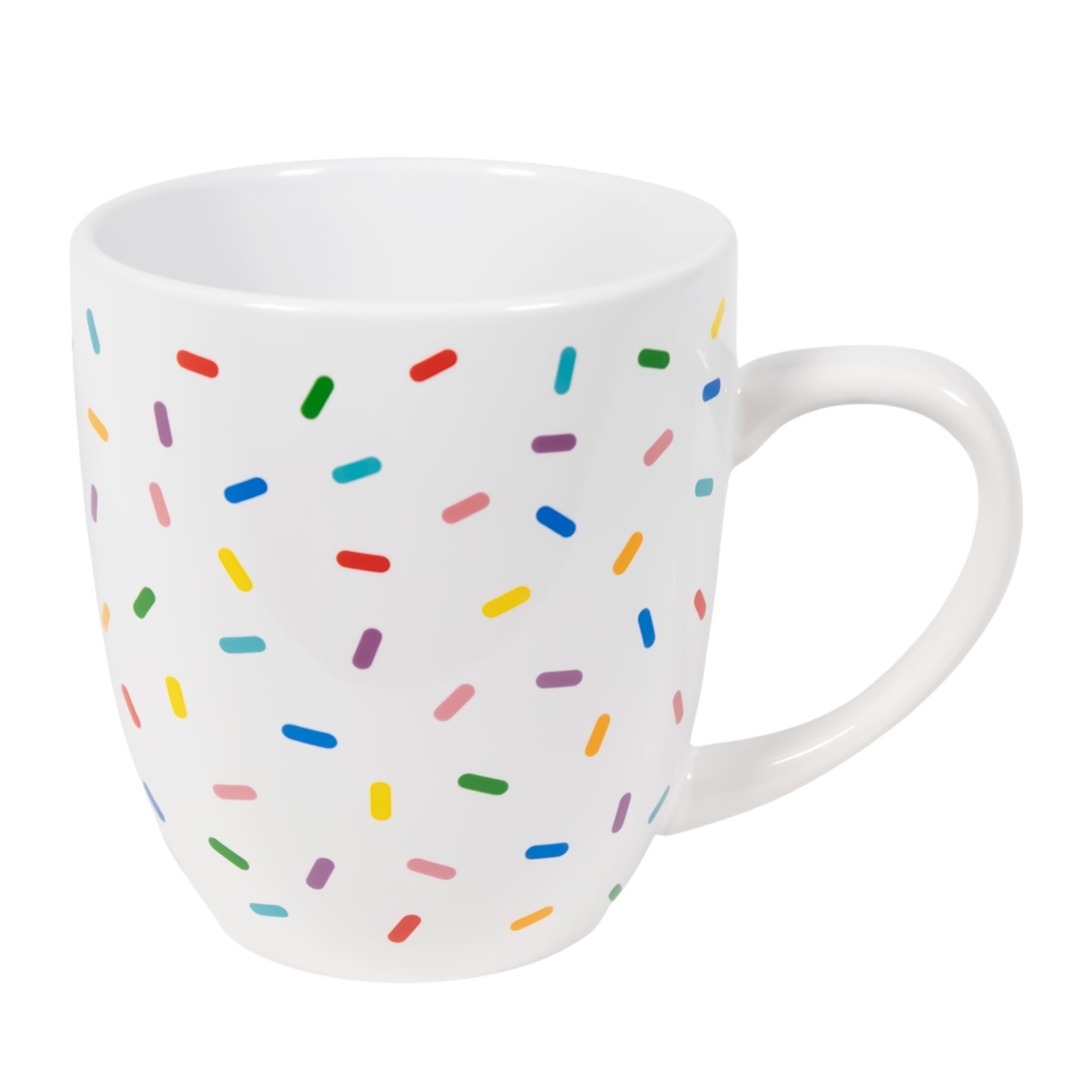 mug | Cute Coffee Mug with rainbow Sprinkles | Coffee Cup Gift | Lavender mug | White Ceramic mug with Green, Yellow, Red, Pink, and Blue Sprinkles | Large, Fun Mug (White)