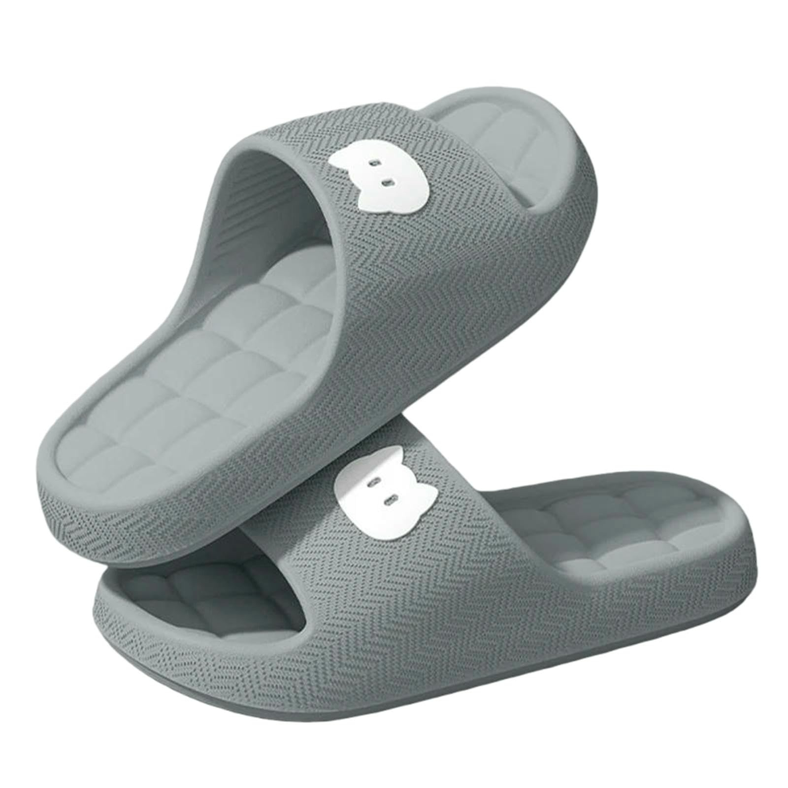 Gyios Summer Slippers Indoor Platform For Women Eva Soft Sole Couple Cloud Woman Comfortable Anti Slip Bathroom Slides-gray-42-43