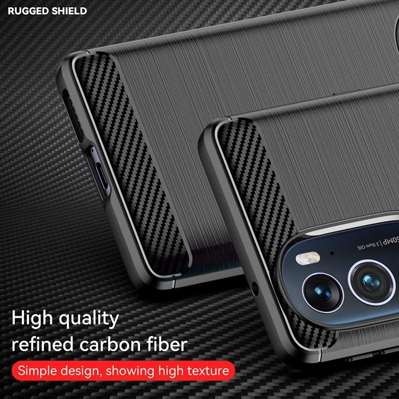 Image of NPRC Hybrid Ultra Slim Protective Case TPU Non-Slip Carbon Fiber Texture Shockproof Case Cover for Moto Edge 30 Pro - Black