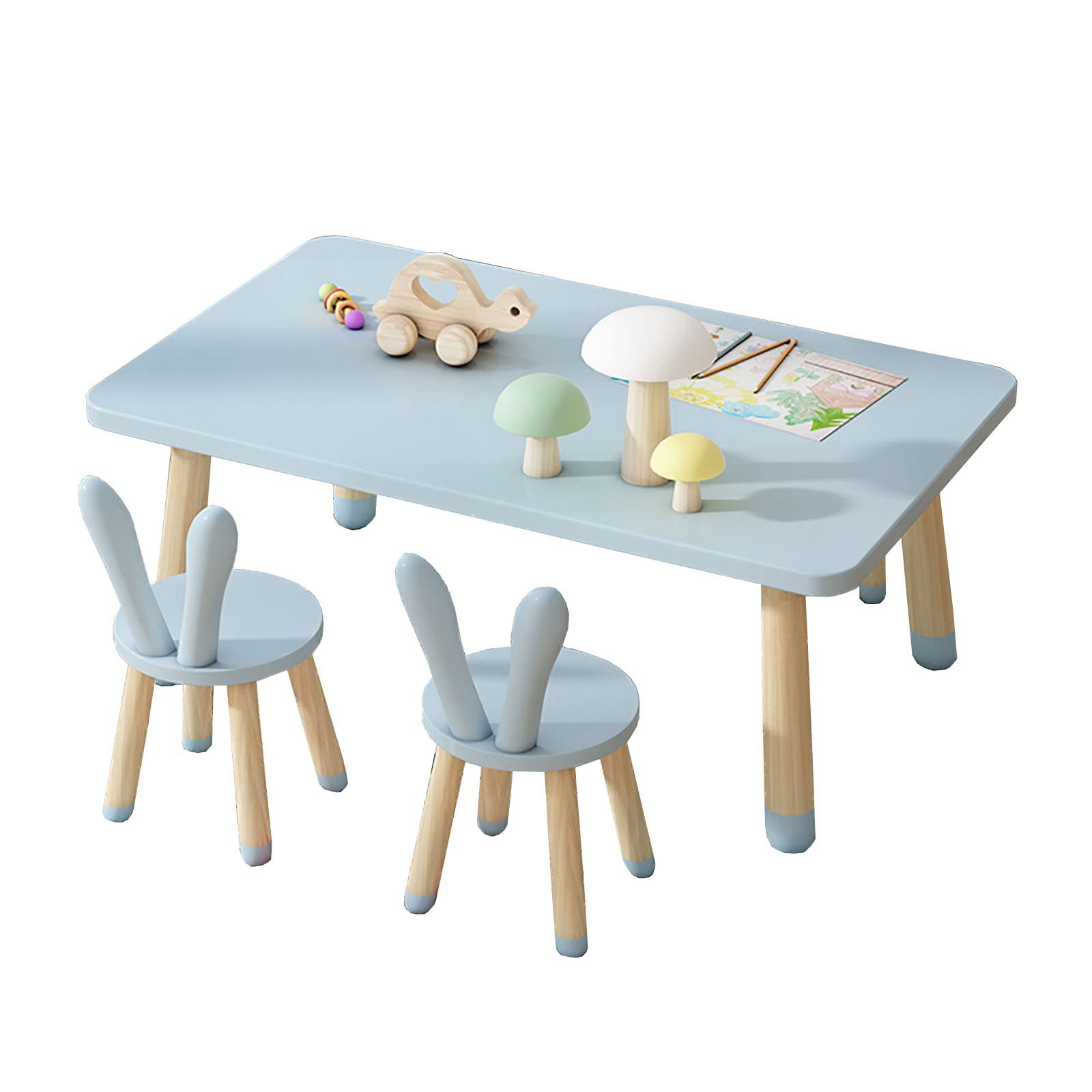 DXYDZSWD Children's Table and Chair Set (3PCS) American Draw Study Table, INS Home Game Table, Kindergarten Toy Table, Table and Chair Combinati(D,100cm)