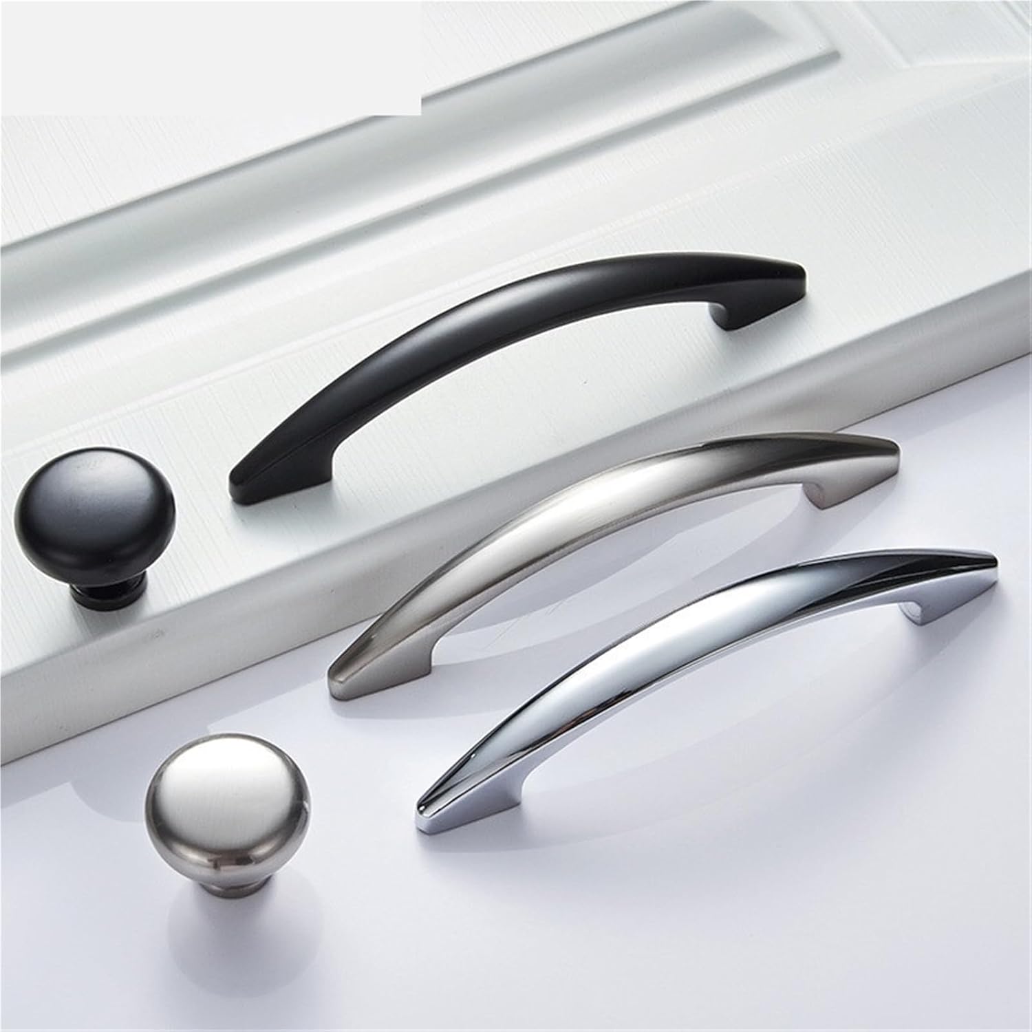 Bright Chrome Handles Kitchen Cabinet Handles Solid Drawer Knobs Silver Cupboard Door Wardrobe Pulls Furniture Handle 1Pcs(Matte Black 96mm)