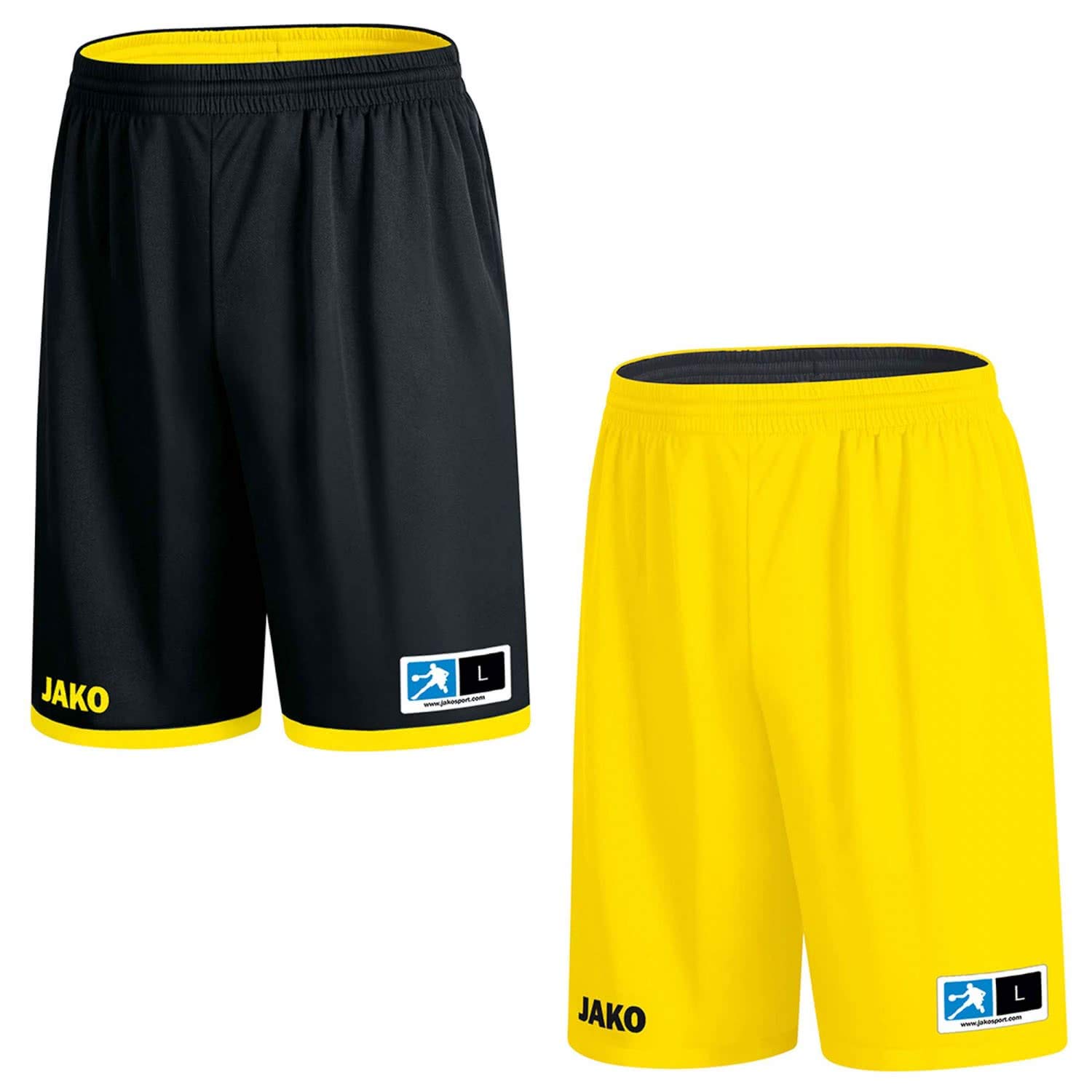 JAKO Men's Change 2.0 Reversible Shorts, Black/Citro, L