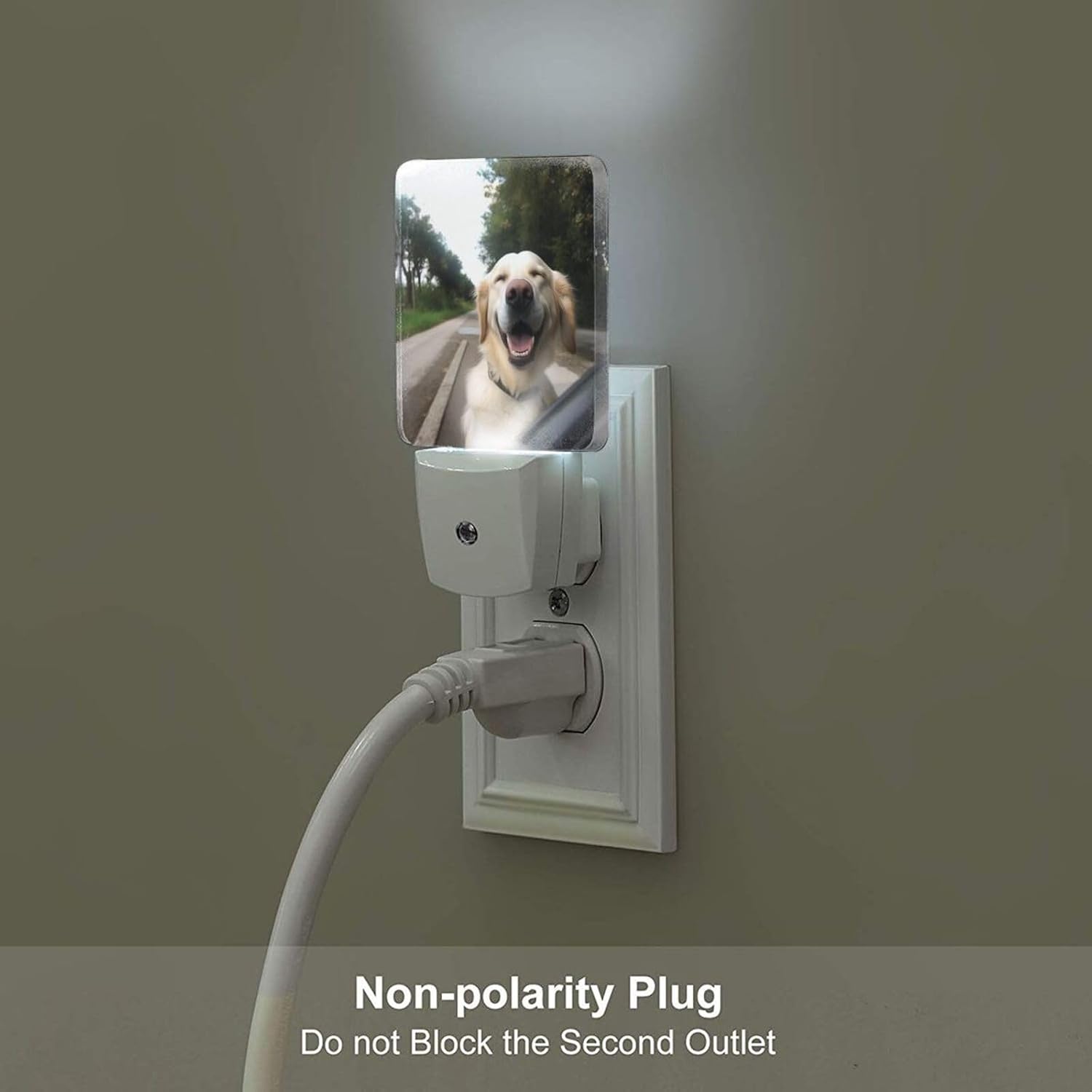 Funny Dog Print Night Light with Light Sensors Plug in LED Lights Smart Nightstand Lamp Plug in Night Light for Bedroom Bathroom Hallway Home Decor image 5