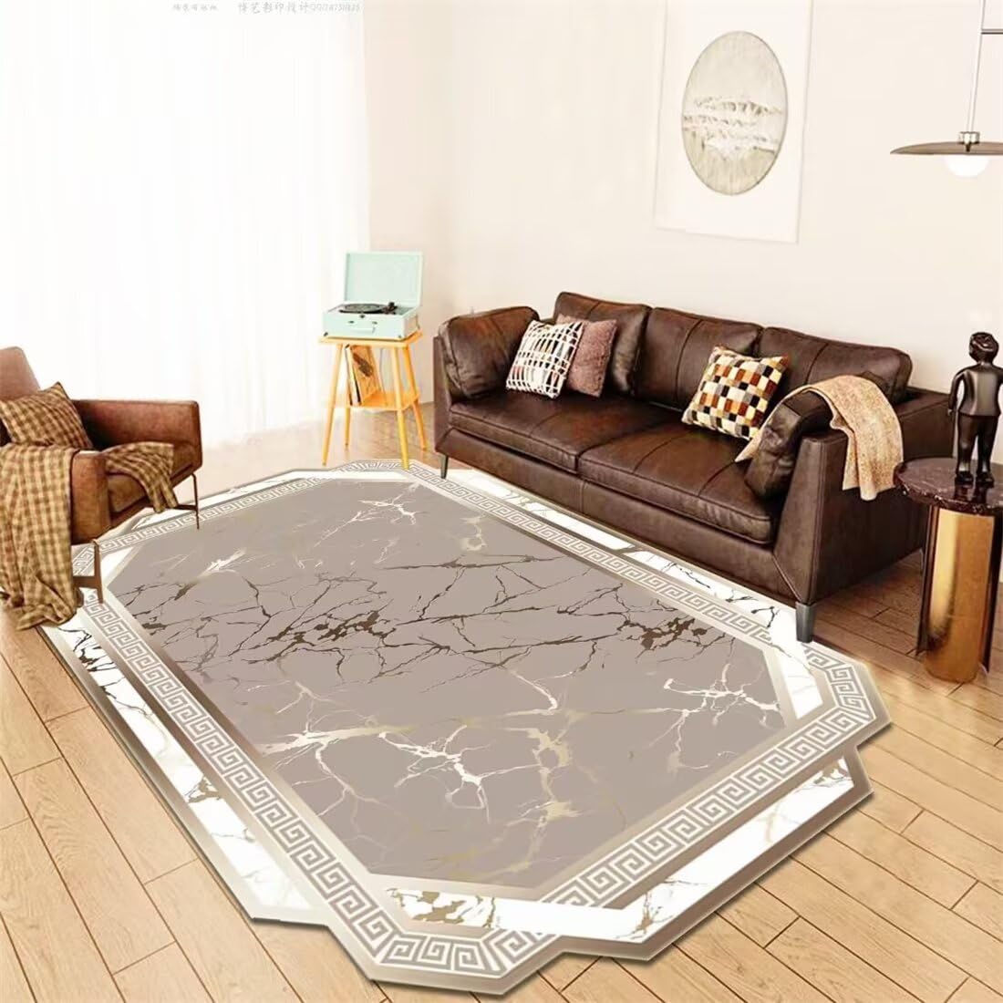 Tapis de moquette style marbre gris 50x70cm, l'élégance raffinée en descente de lit