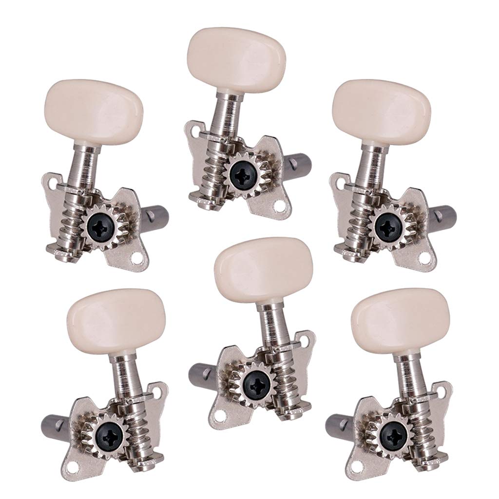 Jeu De 6 Têtes De Machine Pour Guitare Folk - 3 Gauche, 3 Droite, En Métal Chromé - 7