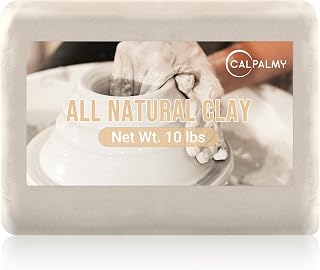 CalPalmy 10 lbs Natural Air Dry Pottery Clay - White Kaolin Sculpting Clay for Wheel, Hand Building & Crafts