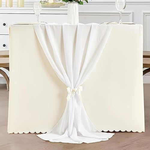 Paquete de 2 caminos de mesa de gasa blanca de 10 pies, 27.5 x 118 pulgadas, camino de mesa de gasa transparente, romántico, bohemio, rústico,
