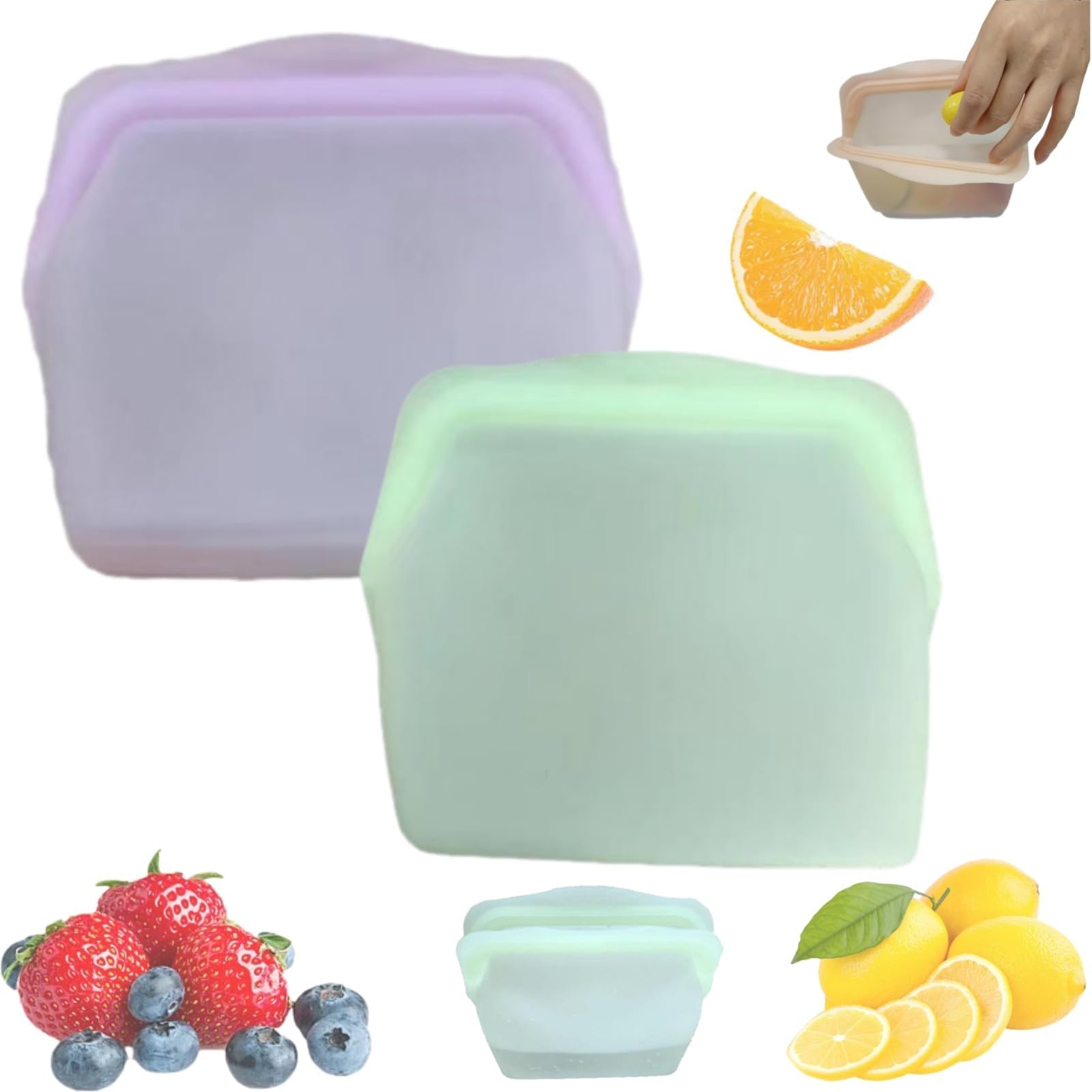 Sacchetti in silicone per alimenti, riutilizzabili, a prova di perdite, per congelatore verticale, a prova di odori, resistenti alle alte temperature (4 pezzi, 600 m)