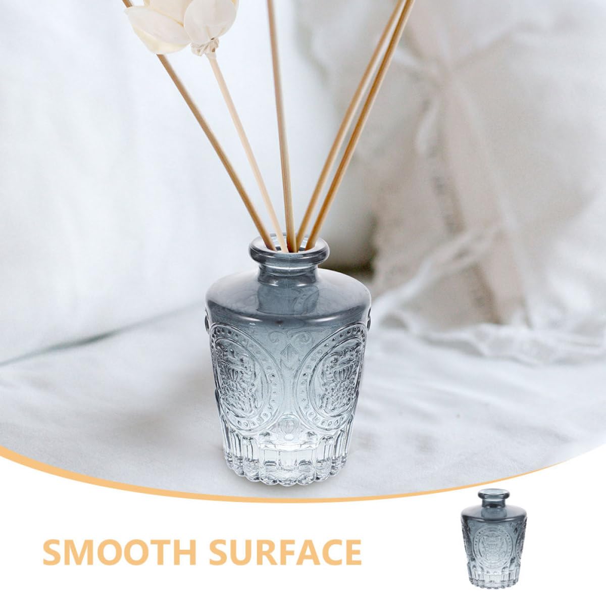 Sosoport Lot de 4 Flacons Diffuseurs en Verre Sculpté de 130 ML, Rechargeables pour Huiles Essentielles, Couleur Grise, pour Maison et Bureau, Diffusion D'arôme Solide et Décoration