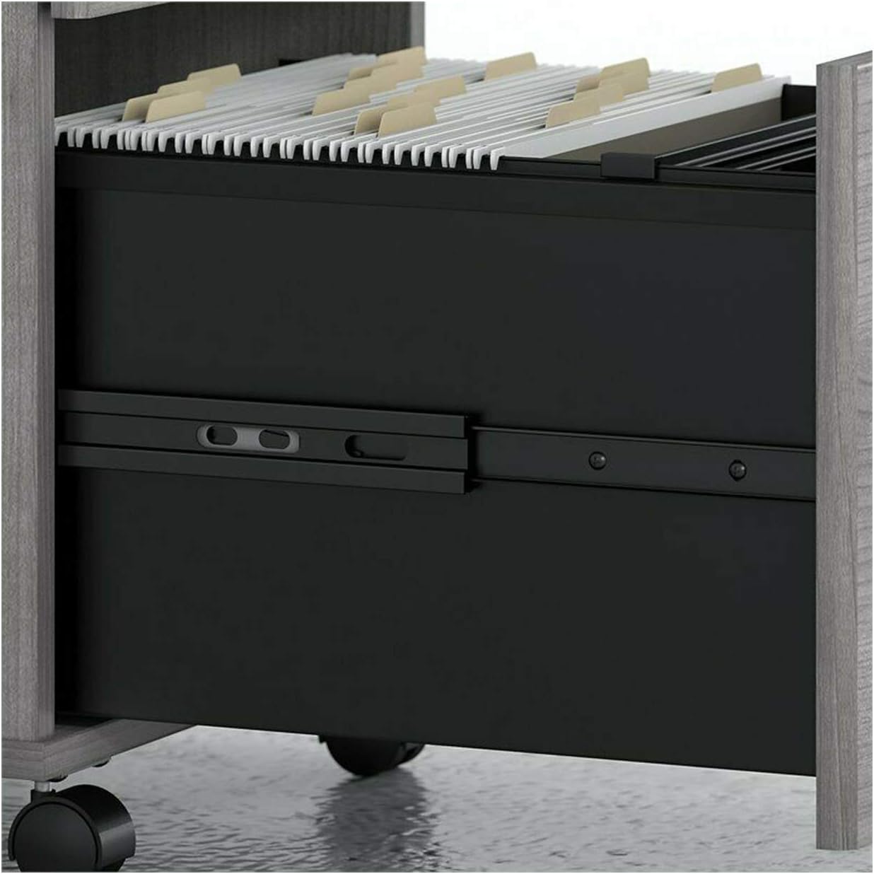 Grey U-Shaped Executive Desk with Hutch Computer Study Writing PC Laptop Workstation Gaming Drawer File Cabinet Furniture Home Office Corner Rotating Shape Modern Wood of Set