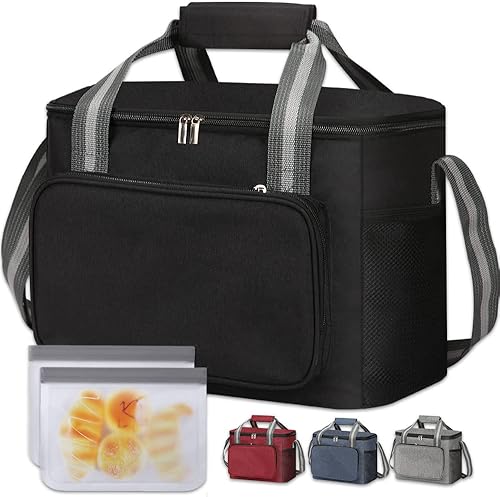 Lonchera grande para mujereshombres, lonchera aislada de 24 latas (15 litros) para oficina, trabajo, escuela, picnic, playa, reutilizable, a prueba
