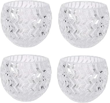 Hosley Set of 4 Clear Glass Tealight Candle Holder 3.78 Inch Diameter. Ideal Gift for Wedding Party Favor Spa Home Bridal Reiki Meditation.