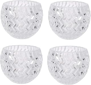 Hosley Set of 4 Clear Glass Tealight Candle Holder 3.78 Inch Diameter. Ideal Gift for Wedding Party Favor Spa Home Bridal Reiki Meditation.