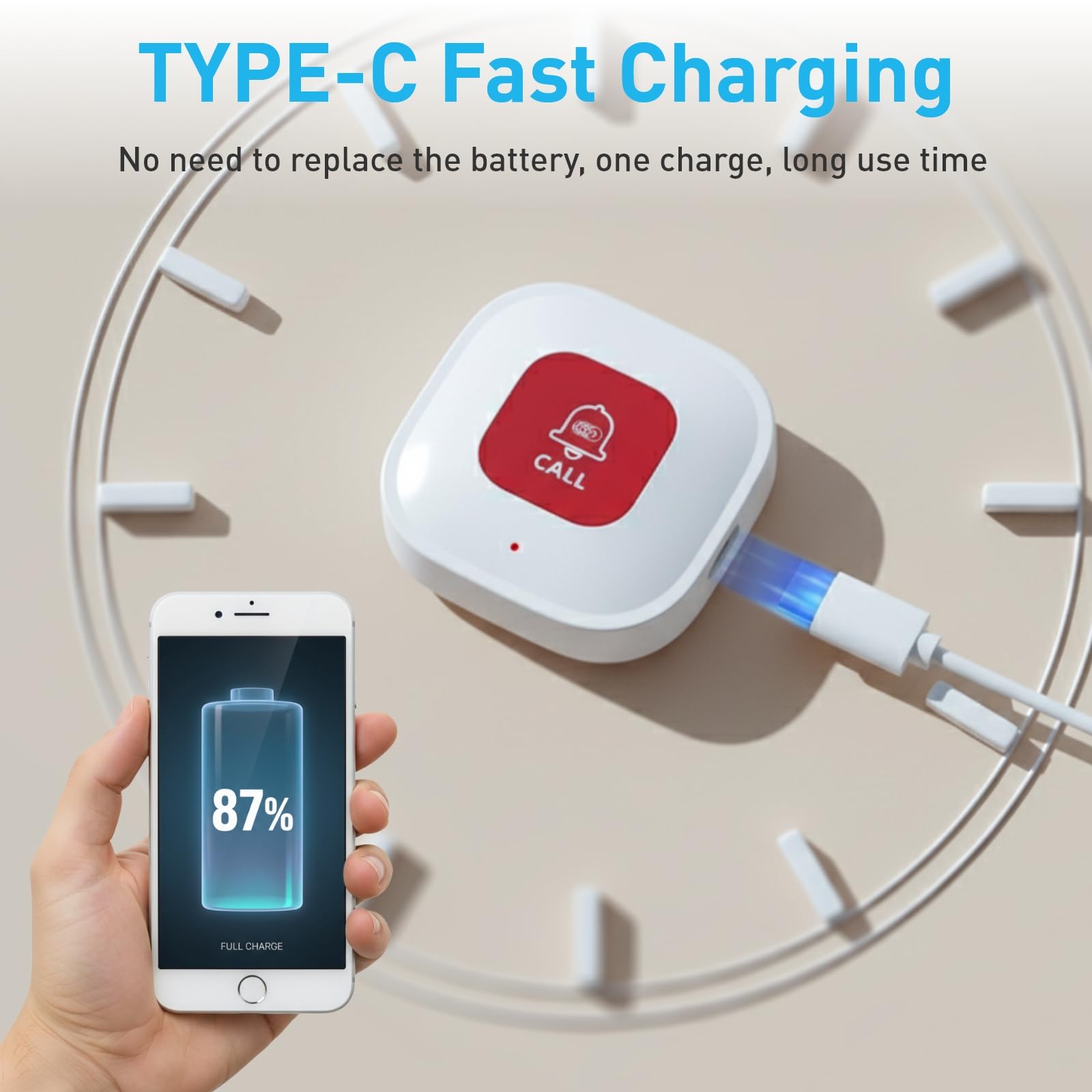 DAYTECH Tuya WiFi Smart SOS Chiamata Button, Wireless Panic Button, Allarme Personale per Anziani Anziani Pazienti Disabili Disabili Disabili, 2 Pulsanti di Emergenza Ricaricabili, Supporta Solo