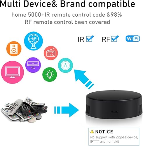 Miniatura 2 de Rollerhouses Hub de control remoto inteligente WiFi IRRF para domótica inteligente, TV, cortina, control remoto de sombras, compatible con Alexa,
