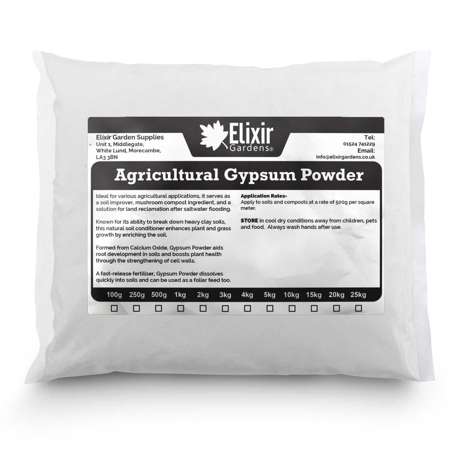 Elixir Gardens Agricultural Gypsum Powder | Calcium Sulphate, Natural, Soluble Fast-Release Soil Improver & Conditioner, Ideal for Clay-Heavy Soils, 10kg Bag