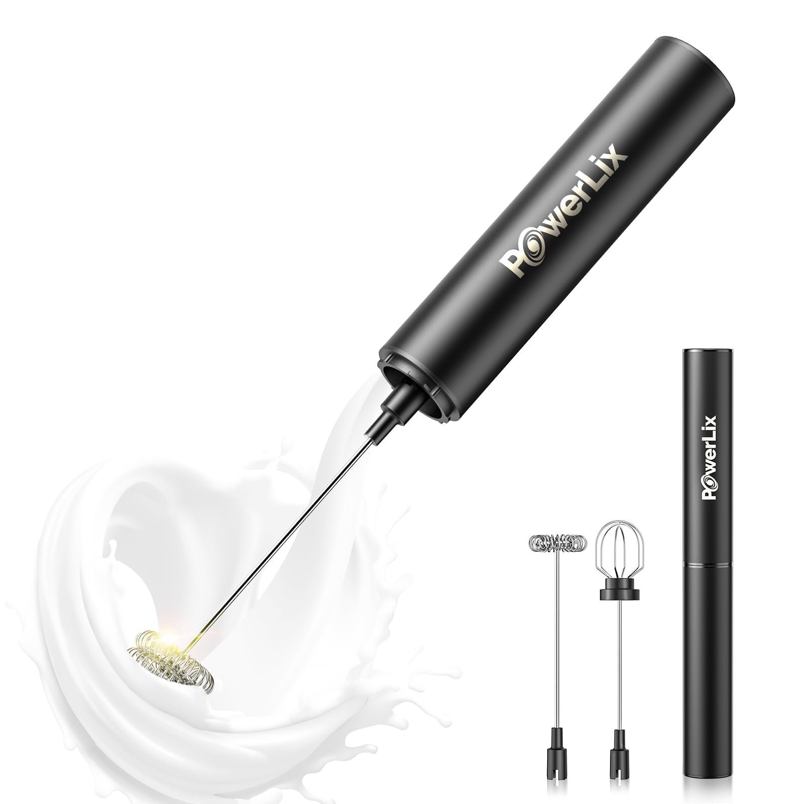 POWERLIX Pro 3-in-1 Elektrischer Milchschäumer Handheld - USB-C...