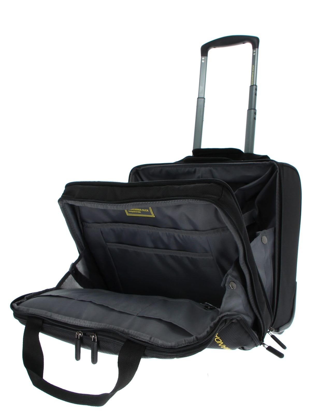 Mandarina Duck Zephyr Rolling Tote, Nero, 40E+1 x 2E+1 x 36 centimeters, Comoda borsa pilot a due ruote