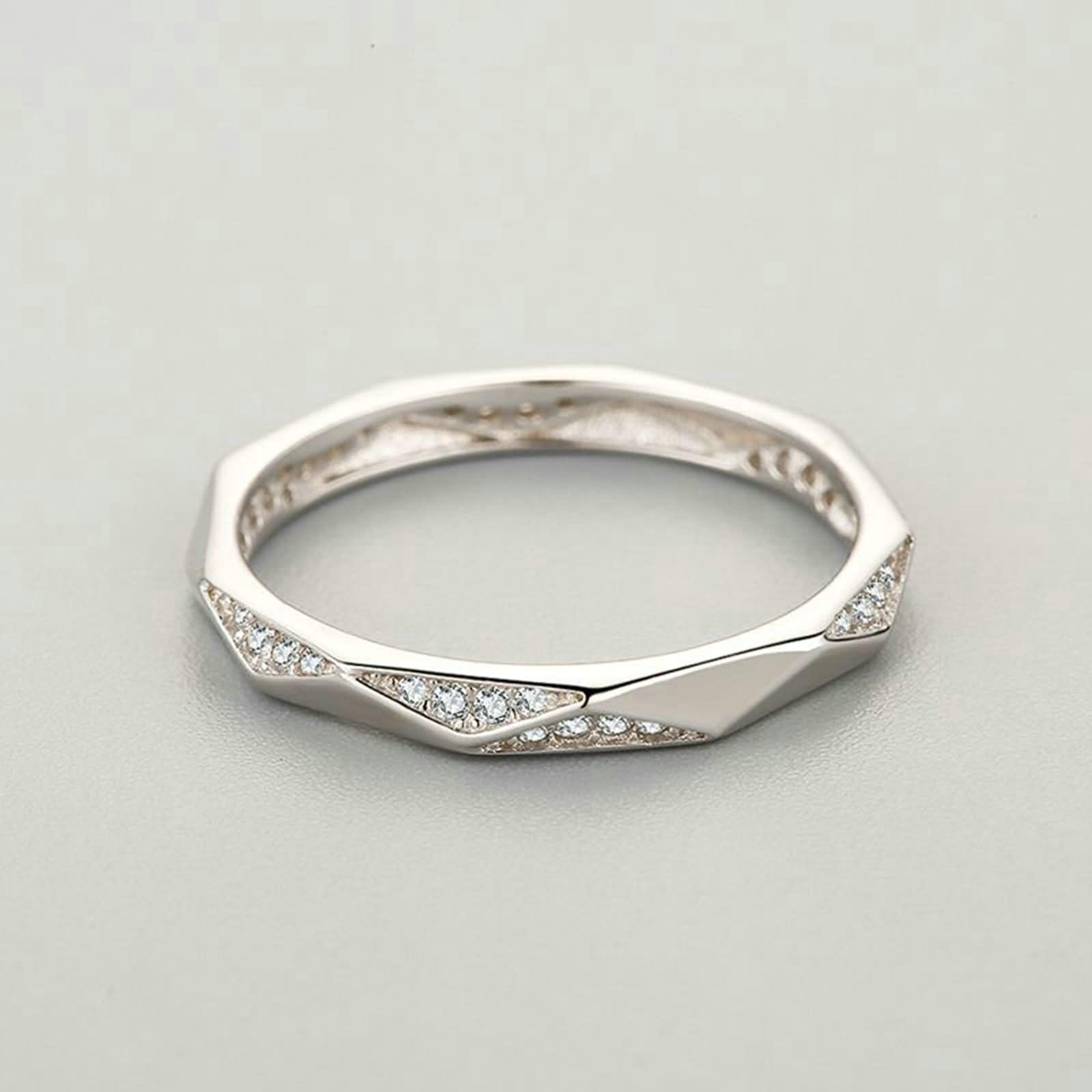 Anello di fidanzamento da donna, anello di fidanzamento poligono con moissanite delicato gioiello