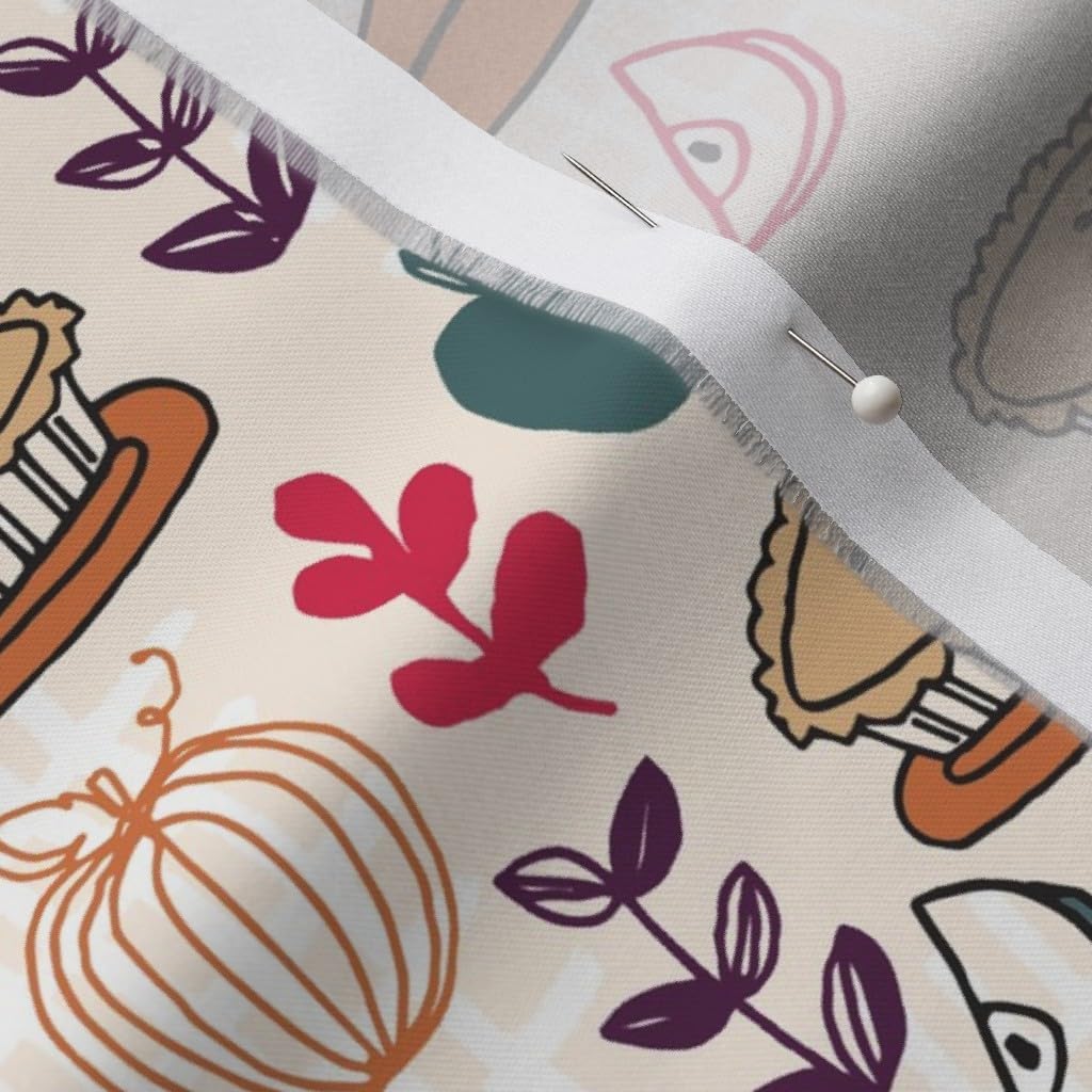 Spoonflower Fabric - Pies Thanksgiving Food Pie Pumpkin Dessert Pumpkins Printed on Organic Cotton Sateen Fabric by The Yard - Sewing Quilting Apparel Home Decor