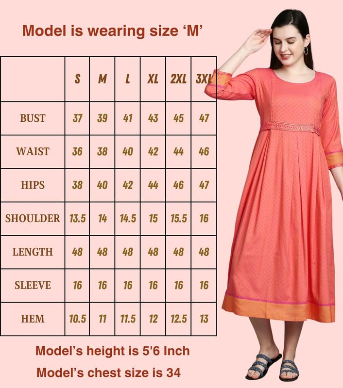 DUMMY SHAPE Maternity Gown for Women | Rayon Pregnancy Dress Kurta with Nursing Zippers for Pre & Post Partum | Feeding Kurtis offers donot miss