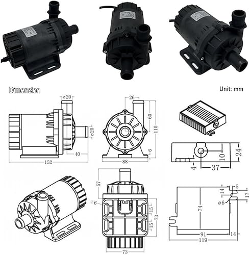 Miniatura 3 de SHYSKY Bomba de agua DC sin escobillas de alta potencia de 24 V 120 W DC60D-24120A-1 39.4 ft 39 pies de elevación 1003GPH, sumergible, velocidad