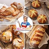 Mispudin 4 + 2 sztuki lnu piekarskiego 25 cm, lniane ściereczki do pieczenia chleba, zestaw pokrowców na żywność, lniane płótno, okrągłe, z folią fermentacyjną 28 cm do chleba, akcesoria do pieczenia