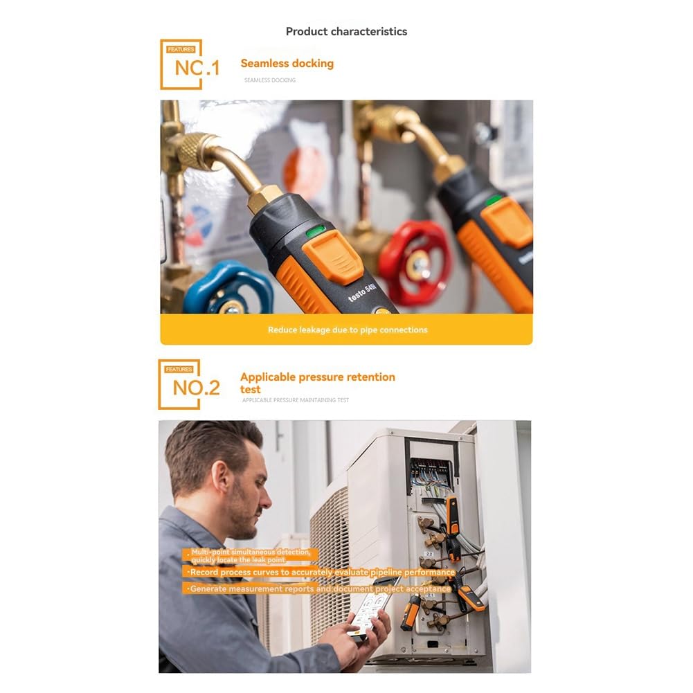 Manómetro de Alta Presión Inteligente 549i, Manómetro de Presión de Tuberías, Sonda Inalámbrica para de Refrigeración y de Ventilación