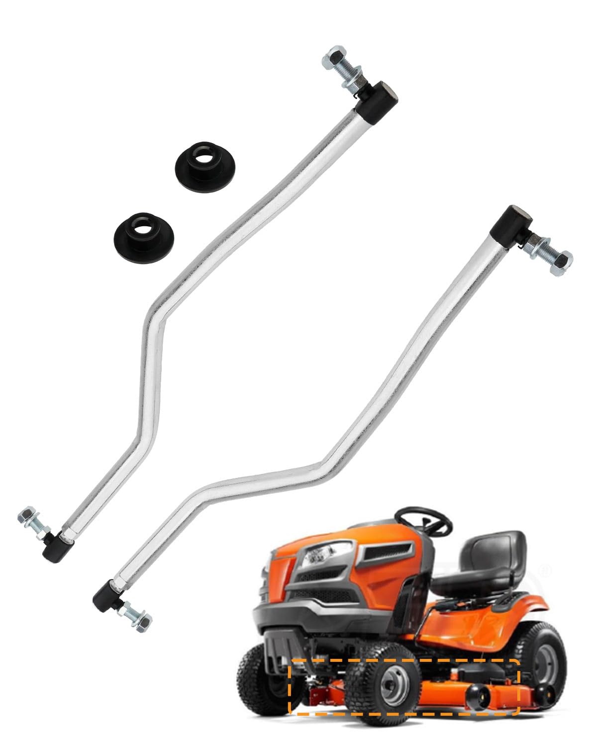 Photo 1 of Adjustable Drag Link Set, Compatible with Husqvarna Poulan Craftsman, Left Driver & Right Hand Side, Improved Steering Drag Link Kit w/ Flexible Tie Rod End, Replace#532194740 532194741 194740 194741