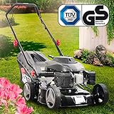 Unser TÜV/GS geprüfter BRAST BRB-RM-16141 ECO 4-Takt Benzin-Rasenmäher verfügt über 2,5kW (3,3PS) Power, 410mm Schnittbreite und Easy-Clean-Reinigungssystem