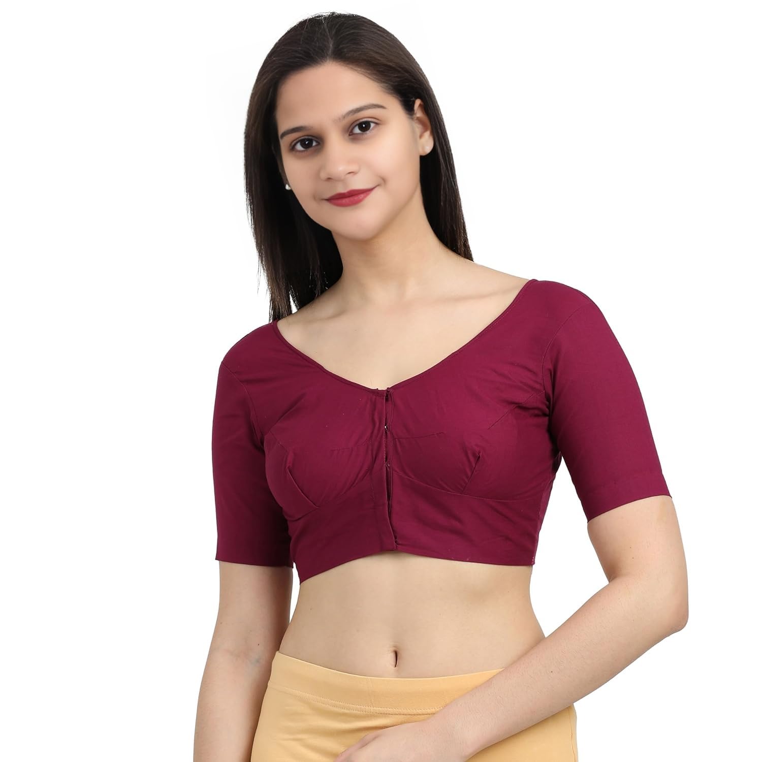 gaiyera Women's Stitched Readymade 2by2 Plain Saree Wear Cotton Blouse, Regular Wear Blouse-picture-47
