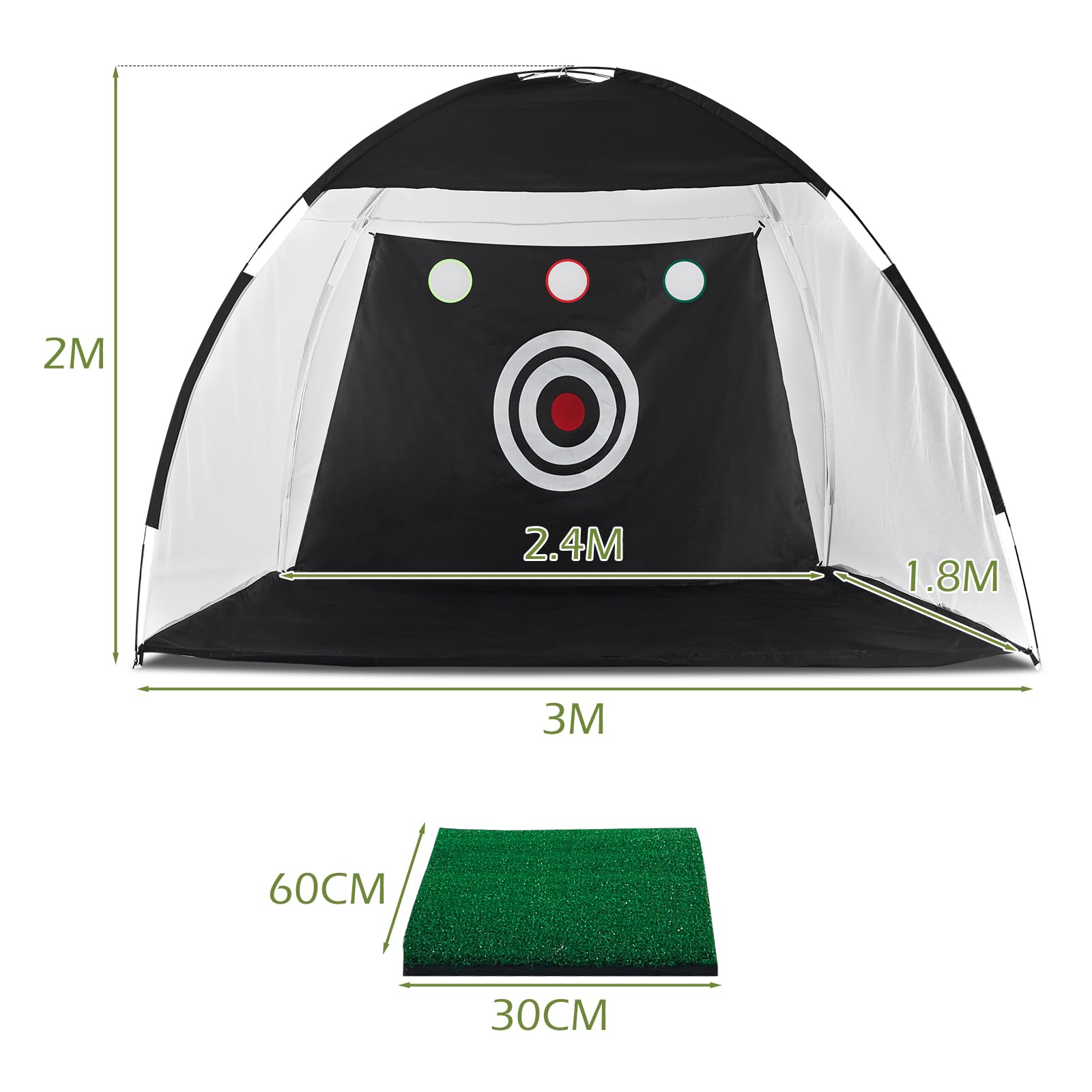 TUKAILAi 10x7ft Golf-Schlagnetz, Faltbares Golf Portable Golfnetz for Garten Indoor Outdoor, Golf-Übungs-Schlagnetze für Hinterhof für drinnen/draußen/Hinterhof, All-in-1 Golf Übungsnetz