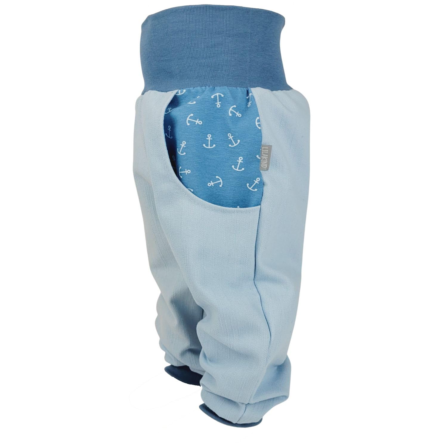 Lilakind Jeanshose Kinder | Pumphose mit Anker-Taschen | Babyhose Kleinkindhose | Baumwolle & Elasthan | Handgefertigt