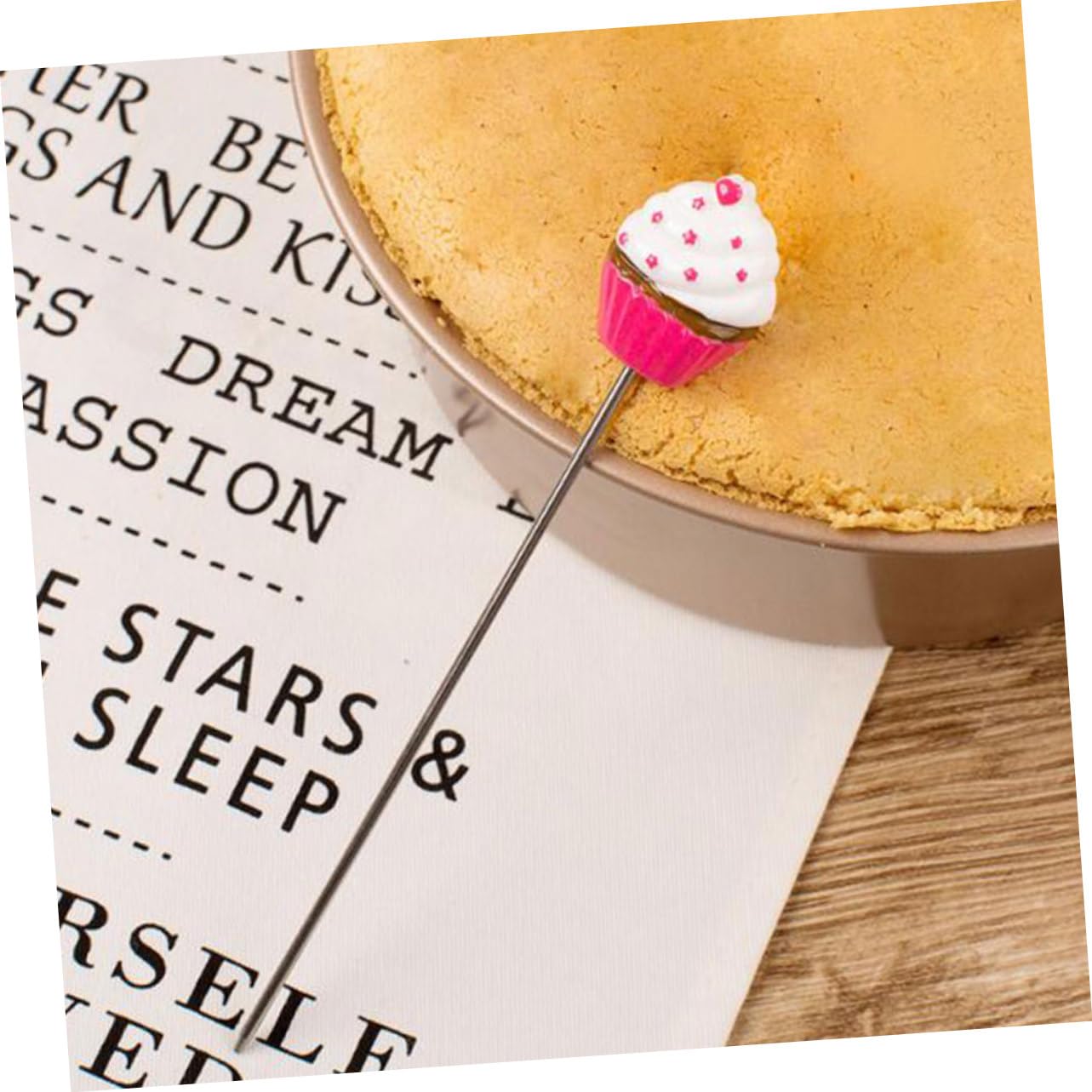 Unomor Baking Tester Cake Tester Stick Set of 2 Stainless Steel Comfortable to Hold for Baking