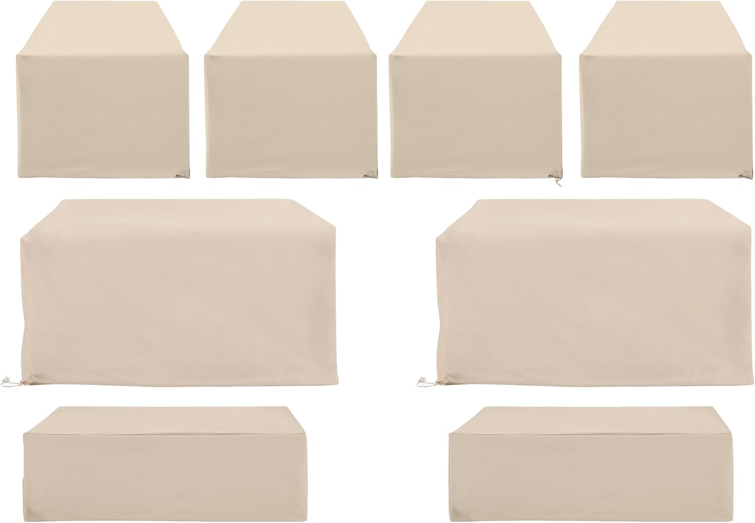 Crosley Furniture Patio Furniture Covers, Waterproof 8-Piece Cover Set for Outdoor Chairs, Loveseats, Tables, Tan