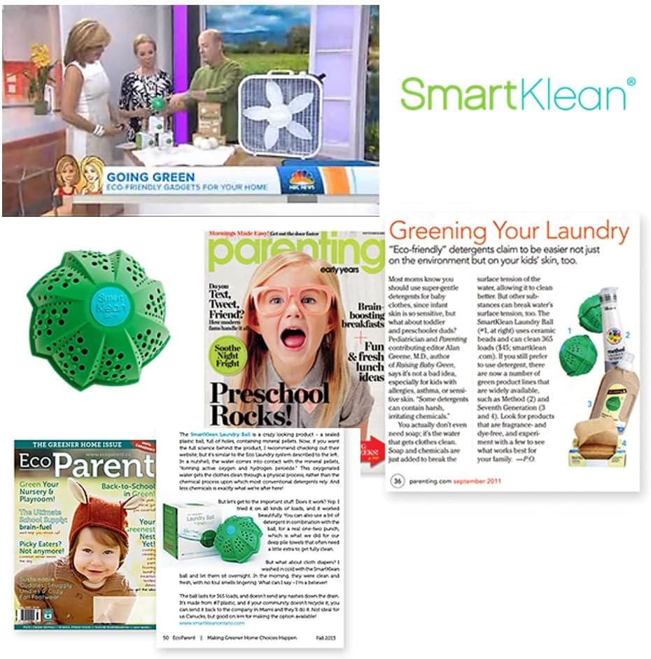 SmartKlean Laundry Ball - Non Chemical Detergent Natural Eco-Friendly Alternative Laundry Washing Machine Ball