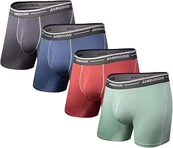 BAMBOO COOL Men's Underwear Boxer Briefs Soft Breathable Performance Bamboo Viscose for Comfortable Everyday Wear 4 Pack