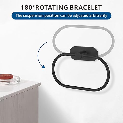 Miniatura 4 de Toallero  anillo de toalla de baño, anillo de toalla de mano autoadhesivo para baño, soporte de toalla de mano adhesivo de acero inoxidable, sin