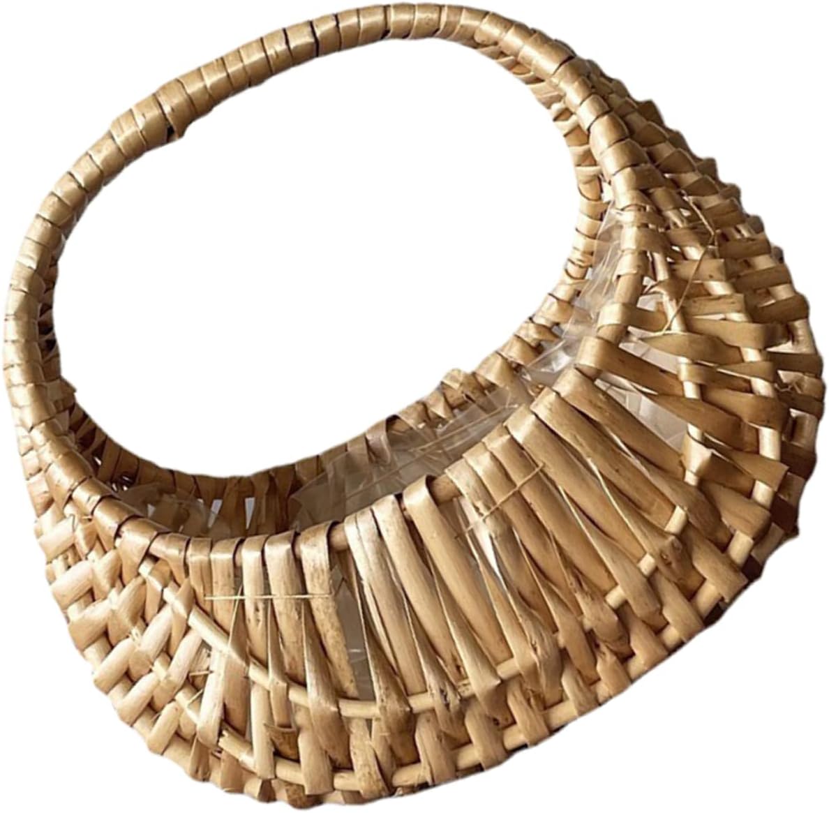 Unomor 4pcs Hand-woven Rattan Flower Basket Handle Rustic Half-moon Design for Wedding Flower Girls for Decorating and Organizing Home Supplies Compact and