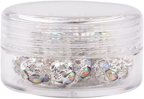 Miniatura 3 de KISSITTY 20 cuentas espaciadoras de bola de disco de 0.315 in de grado A, diamantes de imitación AB de cristal checo para fabricación de joyas de