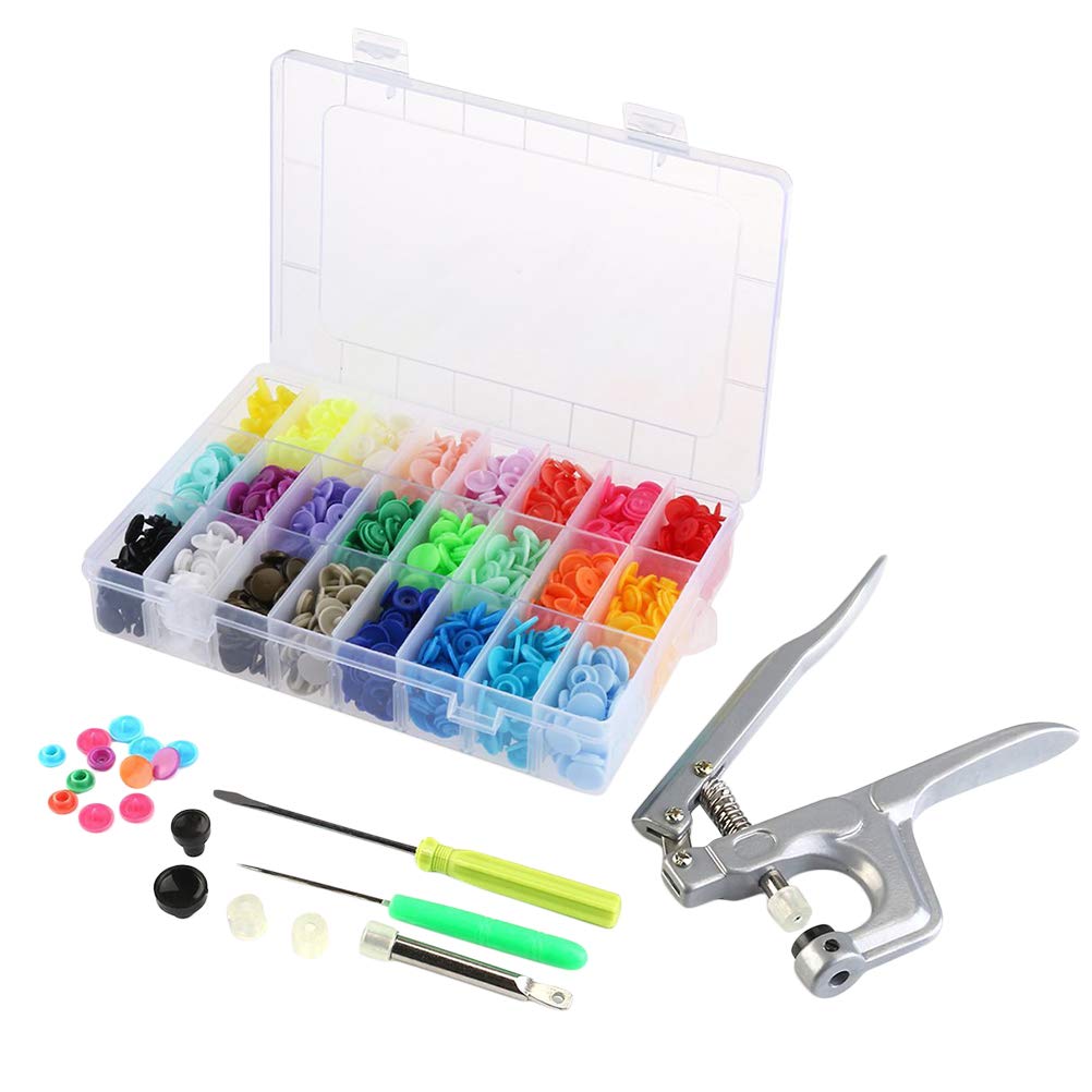 TOPBATHY 24 Colors Resin Snap Button Snap Fasteners Clothing Snaps Tool Kit with Storage Box