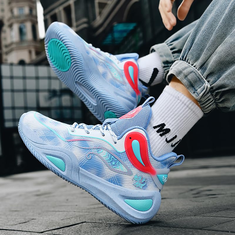 Image of Unisex Basketball Shoes for Women Men Breathable Mesh Non Slip Rubber Sole Lightweight Athletic Sneakers for Indoor Outdoor Court Walking Training