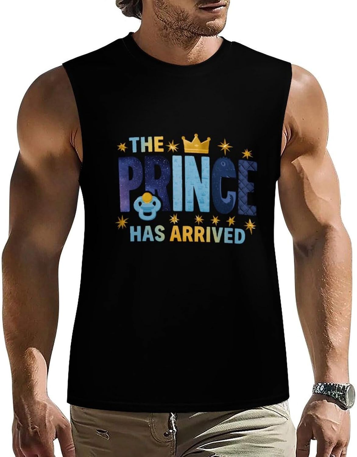 Prince Has Arrived Men Summer Sleeveless Crew Neck Top 5XL
