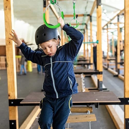 Miniatura 2 de Anillo de ninja colgante verde para niños y adultos, carrera de obstáculos en el patio trasero, equipo de entrenamiento para interiores y