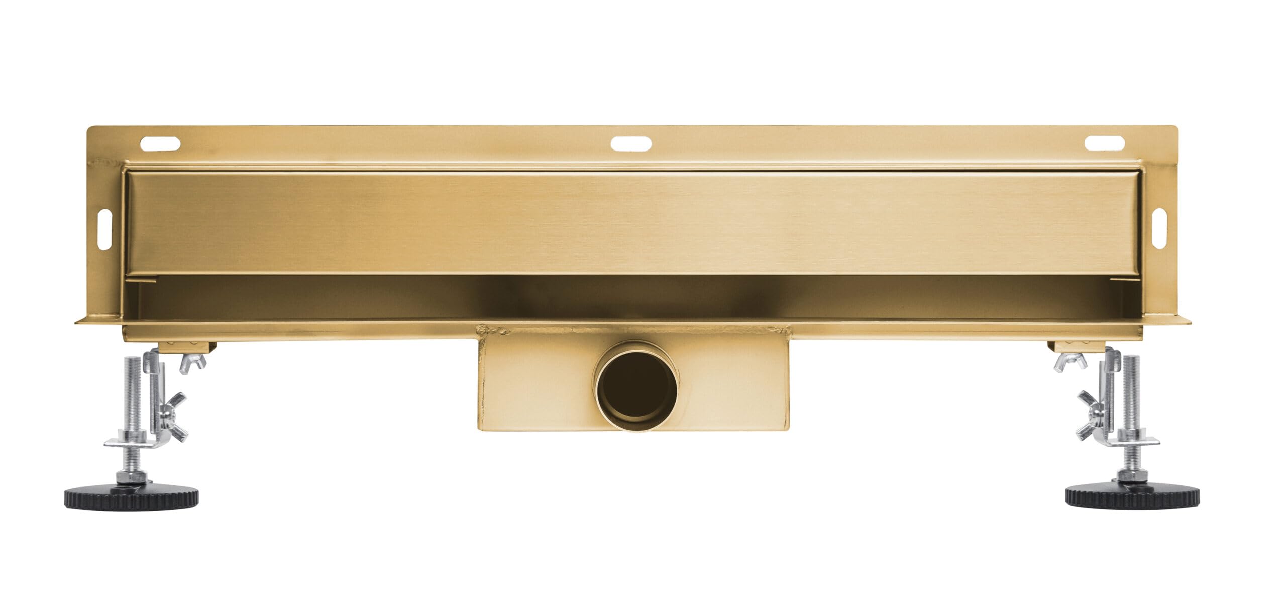 AQUAUNO Wand-Duschrinne 60 cm Gold – linearer Wandablauf aus Edelstahl AISI 304 mit befliesbarer 2-in-1-Abdeckung, herausnehmbarem Geruchsverschluss für die bodengleiche Dusche