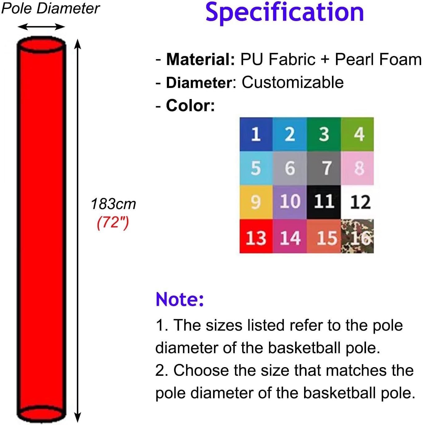 Garage Pole Protector Padding - 6FT Shock Absorbing Post Wrap for 8-56CM Columns, Blue Collision Guard for Basement Poles - Durable Pole Cover Pad