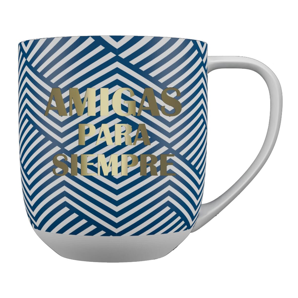 DRAEGER PARIS 1886 - Ceramic Mug 320 ml Blue/Pink with Hot Gold Message - Chic Design with Geometric Shapes - Dishwasher Safe - Elegant Gift Box