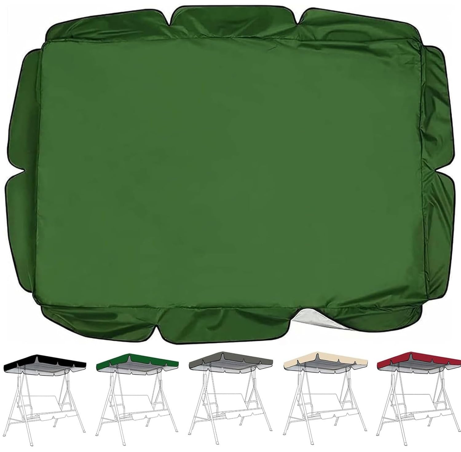 Funda impermeable de repuesto para columpio de 3 asientos, tela 210D, protector de muebles de jardín, color verde oscuro, 65 x 45 x 6 pulgadas, protección para patio al aire libre