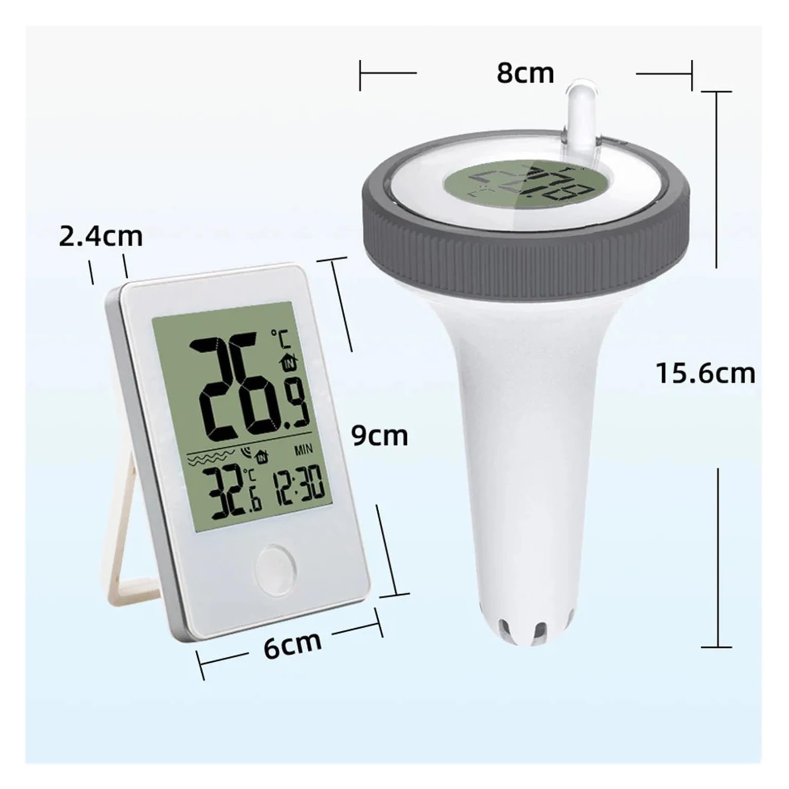 Termometro Digitale con connessione Wireless, Display LCD, termometro Galleggiante for Esterni, for Piscine, bagni e acquari